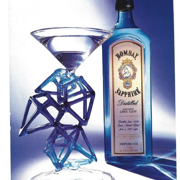 Bombay Sapphire Martini Dry Gin Advertisement 1980s Vintage Print Ad - Picture 2 of 2